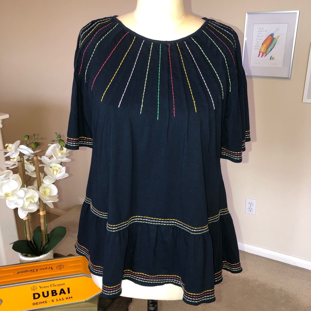 MAEVE navy Chamonix embroidered swing top - Picture 3 of 6